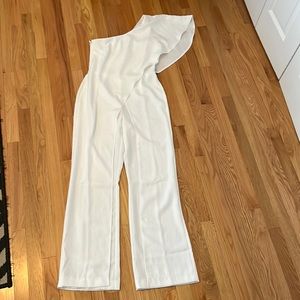 Venus One Shoulder White Jumpsuit - Size 4